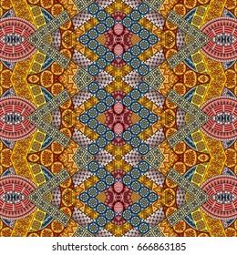 Vector abstract ethnic hand drawn seamless pattern