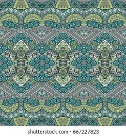 Vector abstract ethnic hand drawn seamless pattern