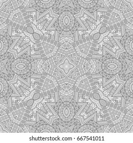Vector abstract ethnic hand drawn line art seamless pattern