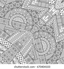 Vector abstract ethnic hand drawn line art background
