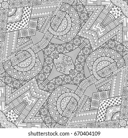 Vector abstract ethnic hand drawn line art background