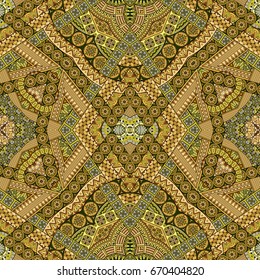 Vector abstract ethnic hand drawn seamless pattern
