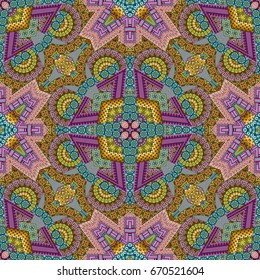 Vector abstract ethnic hand drawn seamless pattern
