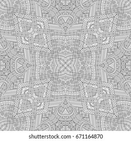 Vector abstract ethnic hand drawn line art seamless pattern