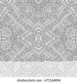 Vector abstract ethnic hand drawn line art seamless pattern