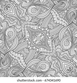 Vector abstract ethnic hand drawn line art background