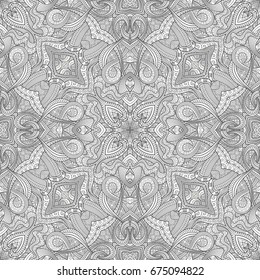 Vector abstract ethnic hand drawn line art seamless pattern
