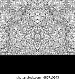 Vector abstract ethnic hand drawn line art seamless pattern