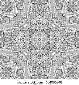 Vector abstract ethnic hand drawn line art seamless pattern