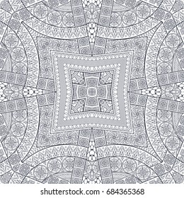 Vector abstract ethnic hand drawn line art seamless pattern