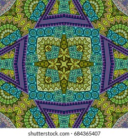 Vector abstract ethnic hand drawn seamless pattern