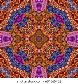 Vector abstract ethnic hand drawn seamless pattern