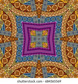 Vector abstract ethnic hand drawn seamless pattern