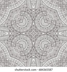 Vector abstract ethnic hand drawn line art seamless pattern
