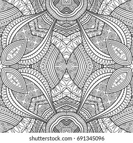 Vector abstract ethnic hand drawn line art seamless pattern