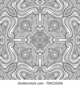 Vector abstract ethnic hand drawn line art seamless pattern