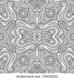 Vector abstract ethnic hand drawn line art seamless pattern