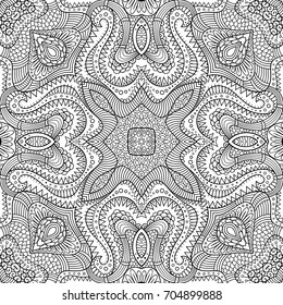 Vector abstract ethnic hand drawn line art seamless pattern