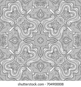 Vector abstract ethnic hand drawn line art seamless pattern