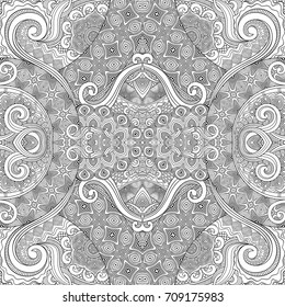 Vector abstract ethnic hand drawn line art seamless pattern
