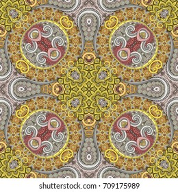 Vector abstract ethnic hand drawn color seamless pattern