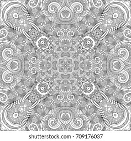Vector abstract ethnic hand drawn line art seamless pattern