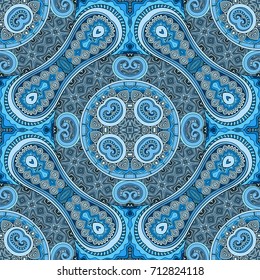 Vector abstract ethnic hand drawn color seamless pattern