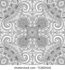 Vector abstract ethnic hand drawn line art seamless pattern