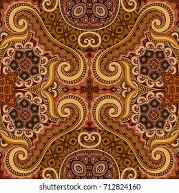 Vector abstract ethnic hand drawn color seamless pattern