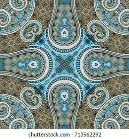Vector abstract ethnic hand drawn color seamless pattern