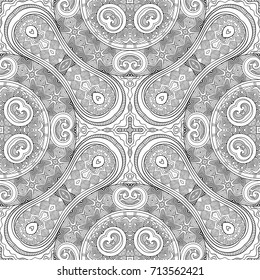 Vector abstract ethnic hand drawn line art seamless pattern