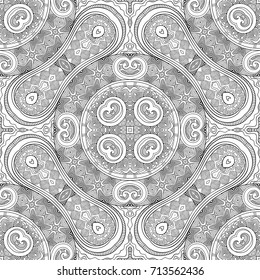 Vector abstract ethnic hand drawn line art seamless pattern
