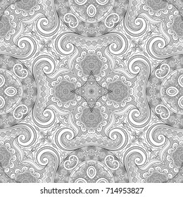 Vector abstract ethnic hand drawn line art seamless pattern
