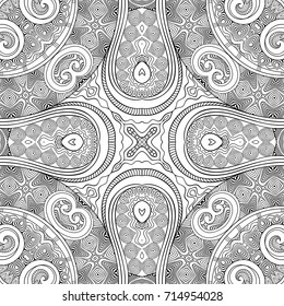 Vector abstract ethnic hand drawn line art seamless pattern