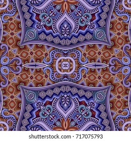 Vector abstract ethnic hand drawn color seamless pattern