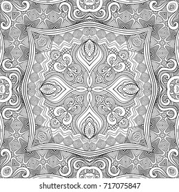 Vector abstract ethnic hand drawn line art seamless pattern