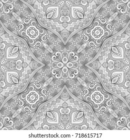 Vector abstract ethnic hand drawn line art seamless pattern