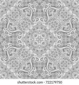 Vector abstract ethnic hand drawn line art seamless pattern