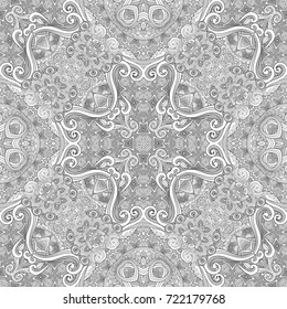 Vector abstract ethnic hand drawn line art seamless pattern