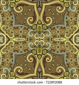 Vector abstract ethnic hand drawn color seamless pattern