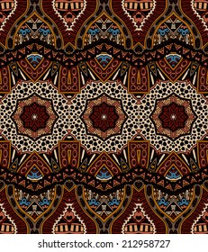 Vector abstract ethnic indian autumn seamless pattern tribal