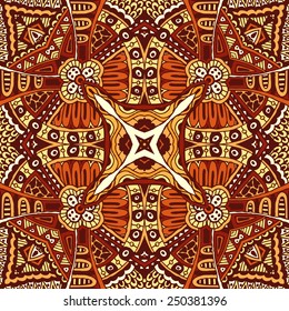 Vector abstract ethnic indian autumn seamless pattern tribal