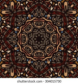 Vector abstract ethnic indian autumn seamless pattern tribal