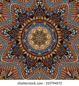 Vector abstract ethnic indian autumn seamless pattern tribal