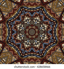 Vector abstract ethnic indian autumn seamless pattern tribal