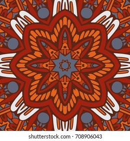 Vector abstract ethnic indian autumn seamless pattern tribal