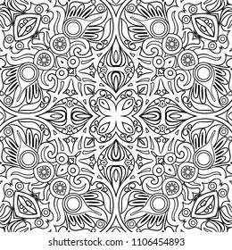 Vector abstract ethnic line art hand drawn background