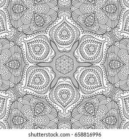 Vector abstract ethnic line art hand drawn seamless pattern