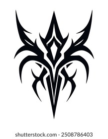 Vector abstract ethnic Maori or Polynesian neo tribal trendy y2k ornament shape isolated on white background. Gothic futuristic graphic tattoo elements collection