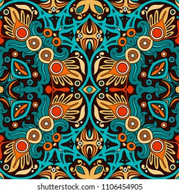 Vector abstract ethnic nature hand drawn color background